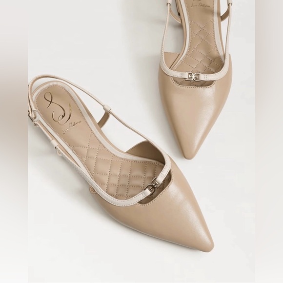 Sam Edelman Beige Leather Slingback  pointed toe Flats women Us size 8 - Picture 2 of 8